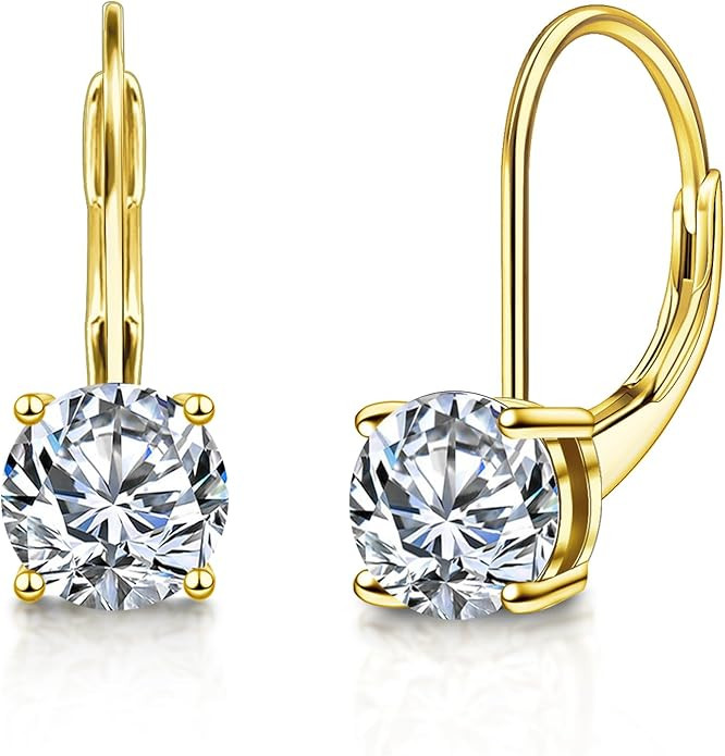 Moissanite Earrings, White Gold Plated Soild Sterling Silver Dangle Earrings 1.0ct-2.0ct D Color ... | Amazon (US)