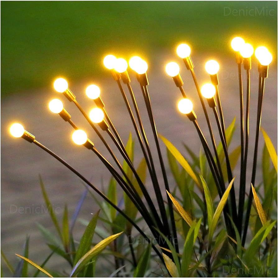 DenicMic Solar Garden Lights Outdoor 10 LED Solar Firefly Lights with Highly Flexible Copper Wire... | Amazon (US)
