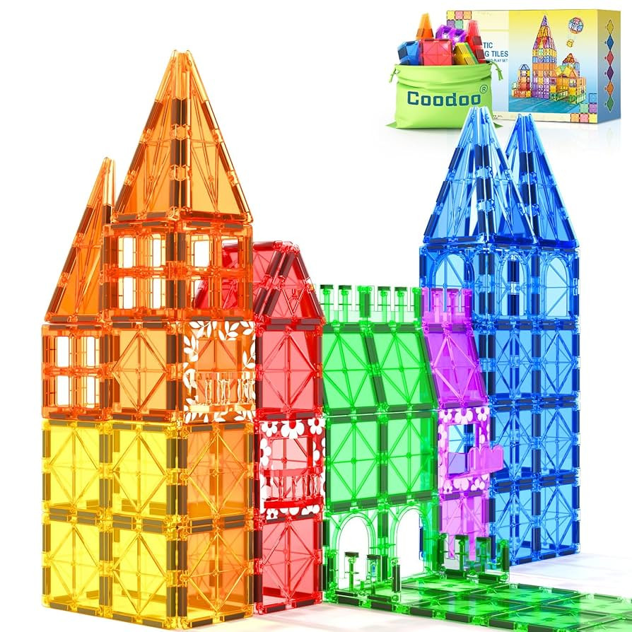 Coodoo 60 PCS Magnetic Building Tiles Kids Toys STEM Magnetic Blocks Sensory Toys Kids Games Magn... | Amazon (US)