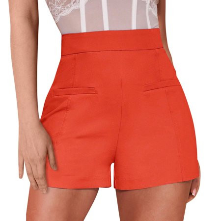 Ovticza Womens High Waisted Shorts Ruched Lounge Shorts Athletic Running Shorts Workout Gym Solid Color Shorts for Women Trendy Orange S | Walmart (US)