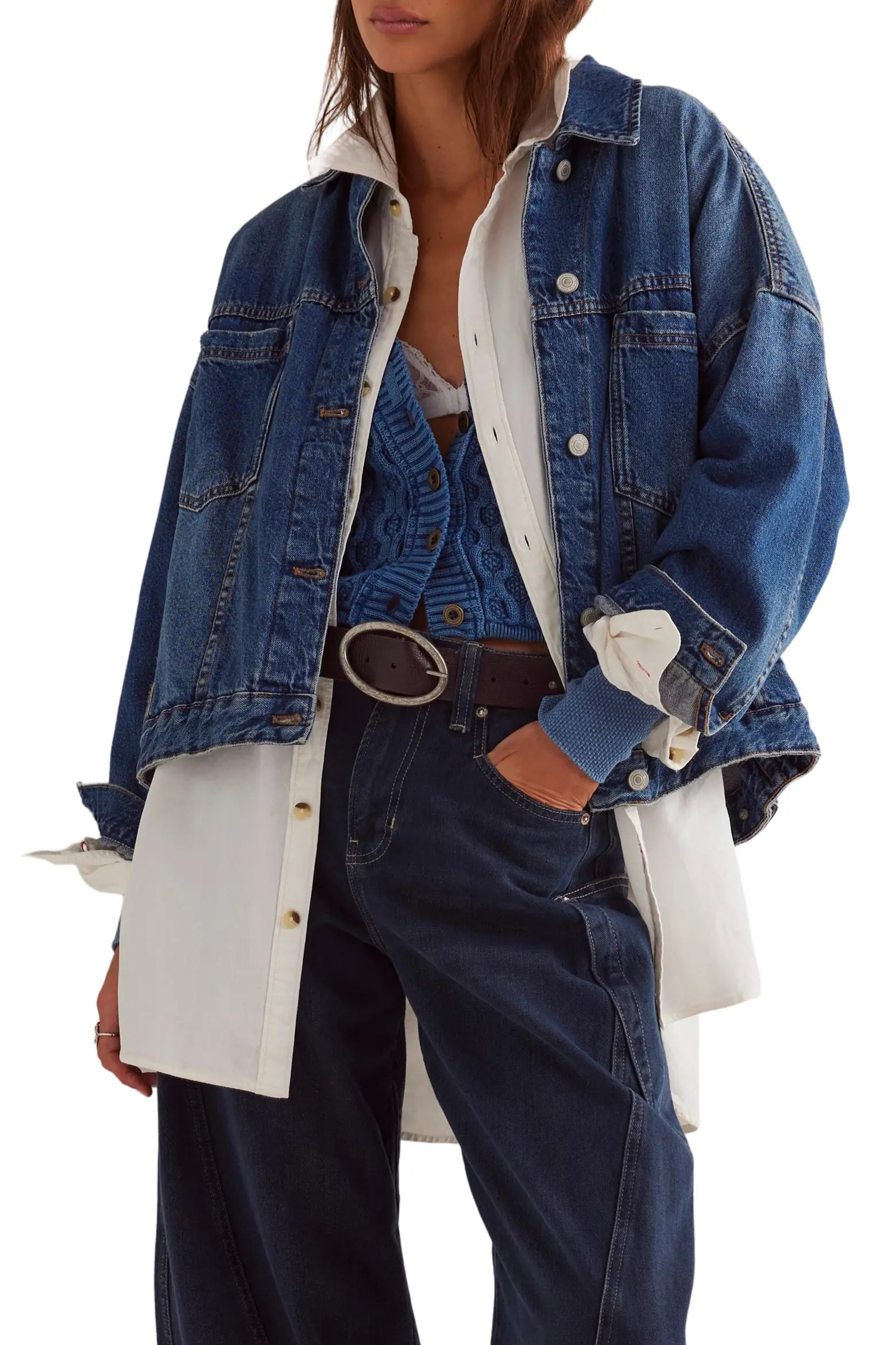 We The Free Opal Swing Denim Trucker Jacket (Women) | Nordstrom | Nordstrom