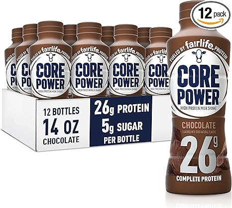 Core Power Protein Shake, Chocolate, 26g Bottle, 14oz, 12 Pack | Amazon (US)