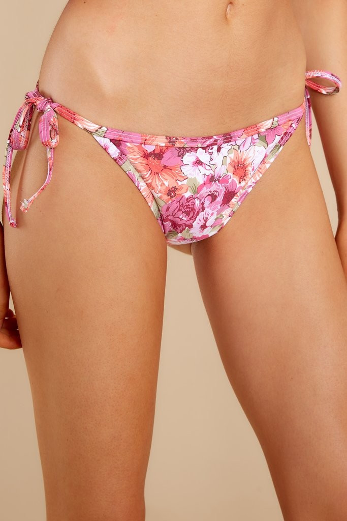 Sailing Away Pink Floral Print Bikini Bottoms | Red Dress 