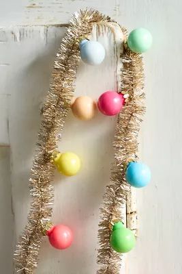 Good Cheer Bauble Ornament Tinsel Garland | Anthropologie (US)