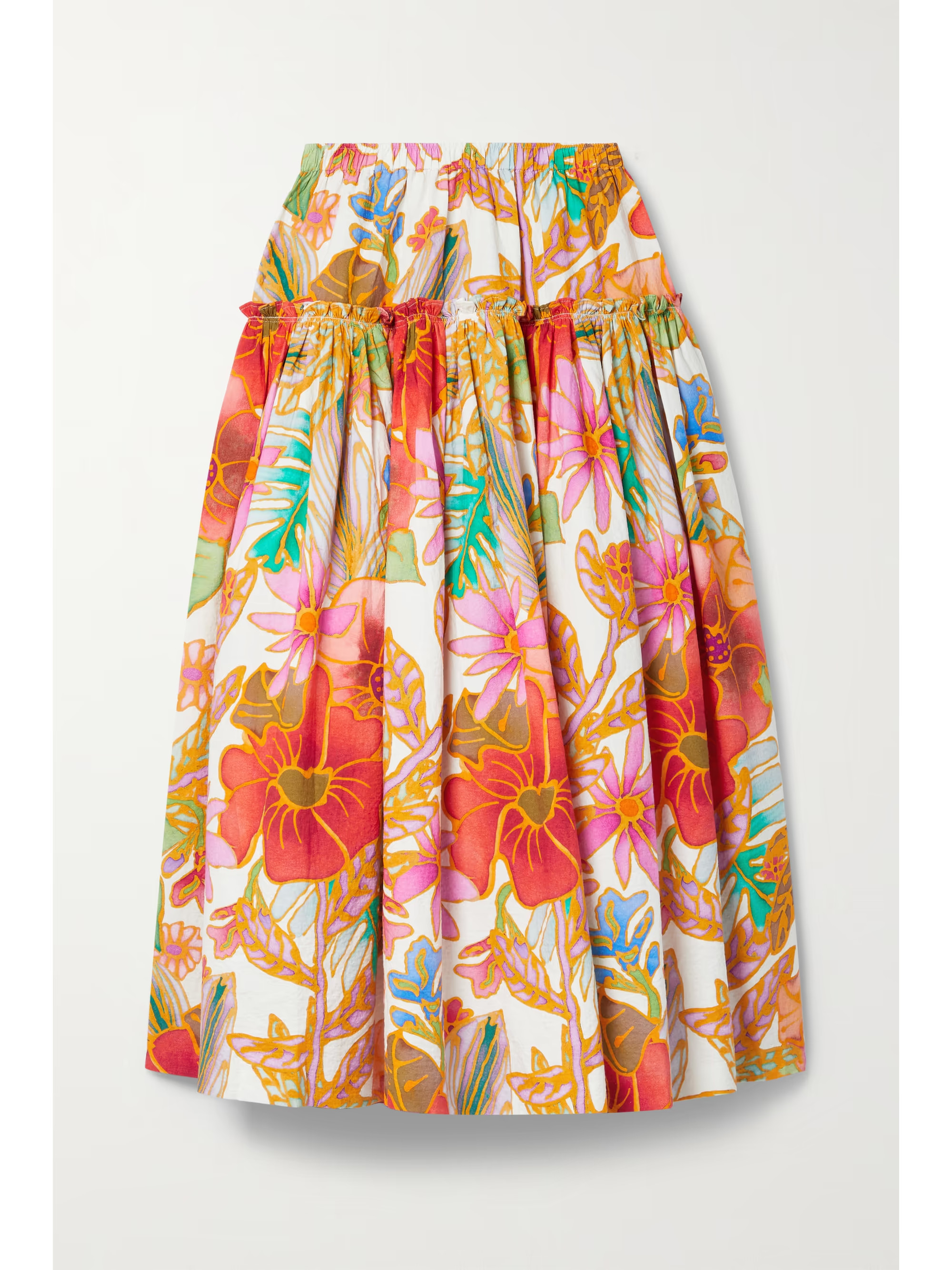 Alejandra floral-print organic cotton-jacquard midi skirt | NET-A-PORTER (US)