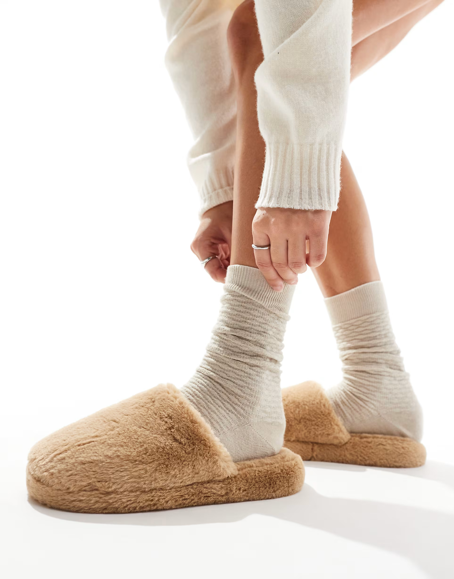 ASOS DESIGN Zina closed toe slippers in tan | ASOS (Global)