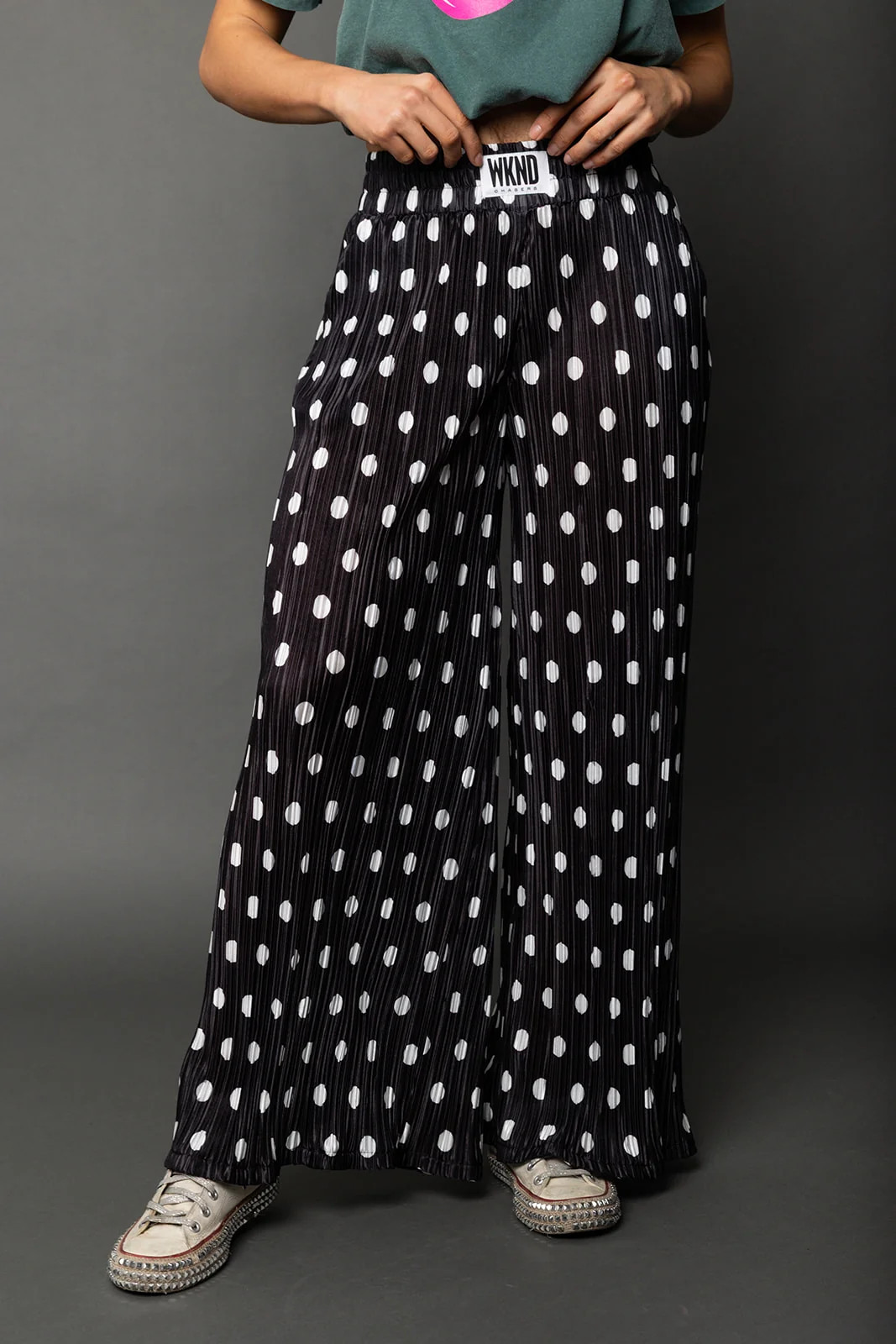 Polka Dot Plisse Pants | WKNDchasers