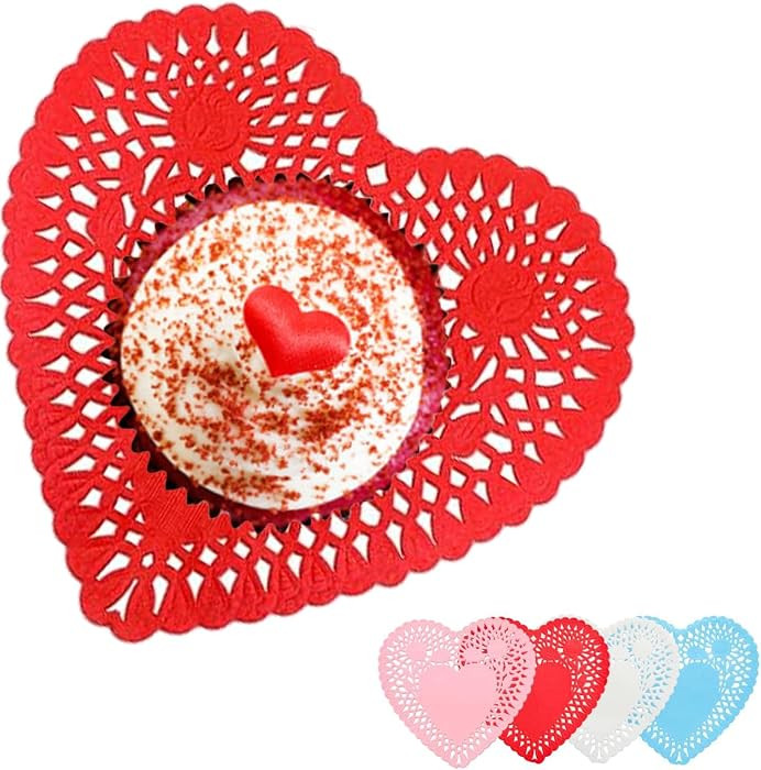 200 PCS Paper Hearts Doilies, 4 inch Heart-Shaped Cutouts Lace Doilies for Crafts, Valentines Day... | Amazon (US)