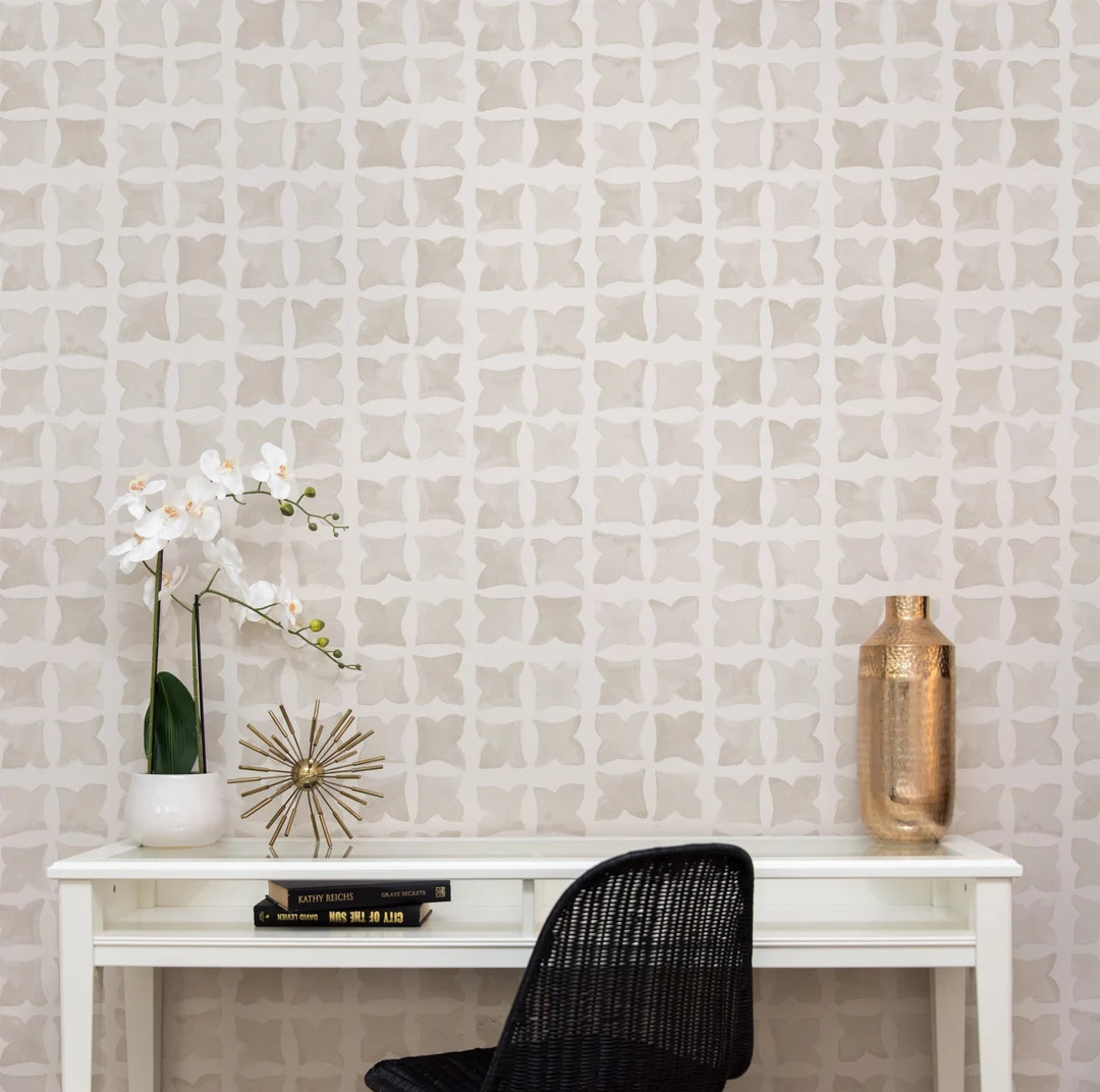 Moroccan Wind Wallpaper. Linen Color. Tile Wallpaper. Peel and Stick Wallpaper. Removable. Accent... | Etsy (US)