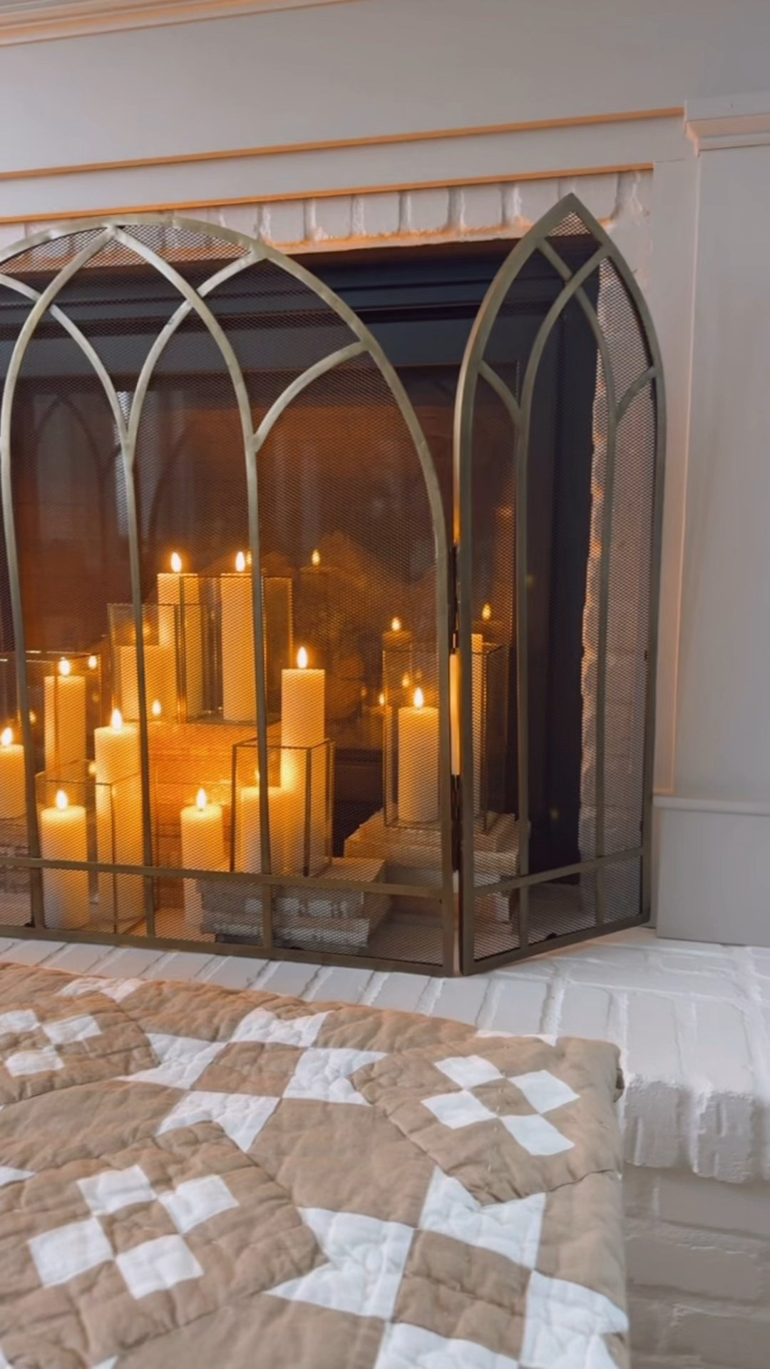 I added these gorgeous candles and hurricane vases to my fireplace area to create a really cozy and inviting feeling here. I love that these flameless candles make every spot in my house look instantly warm and cozy! I’ll link my hurricane vases too. 

#LTKHoliday #LTKSeasonal #LTKHome