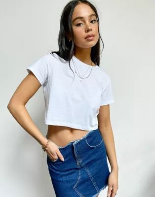 Noisy May organic cotton cropped t-shirt in white | ASOS (Global)