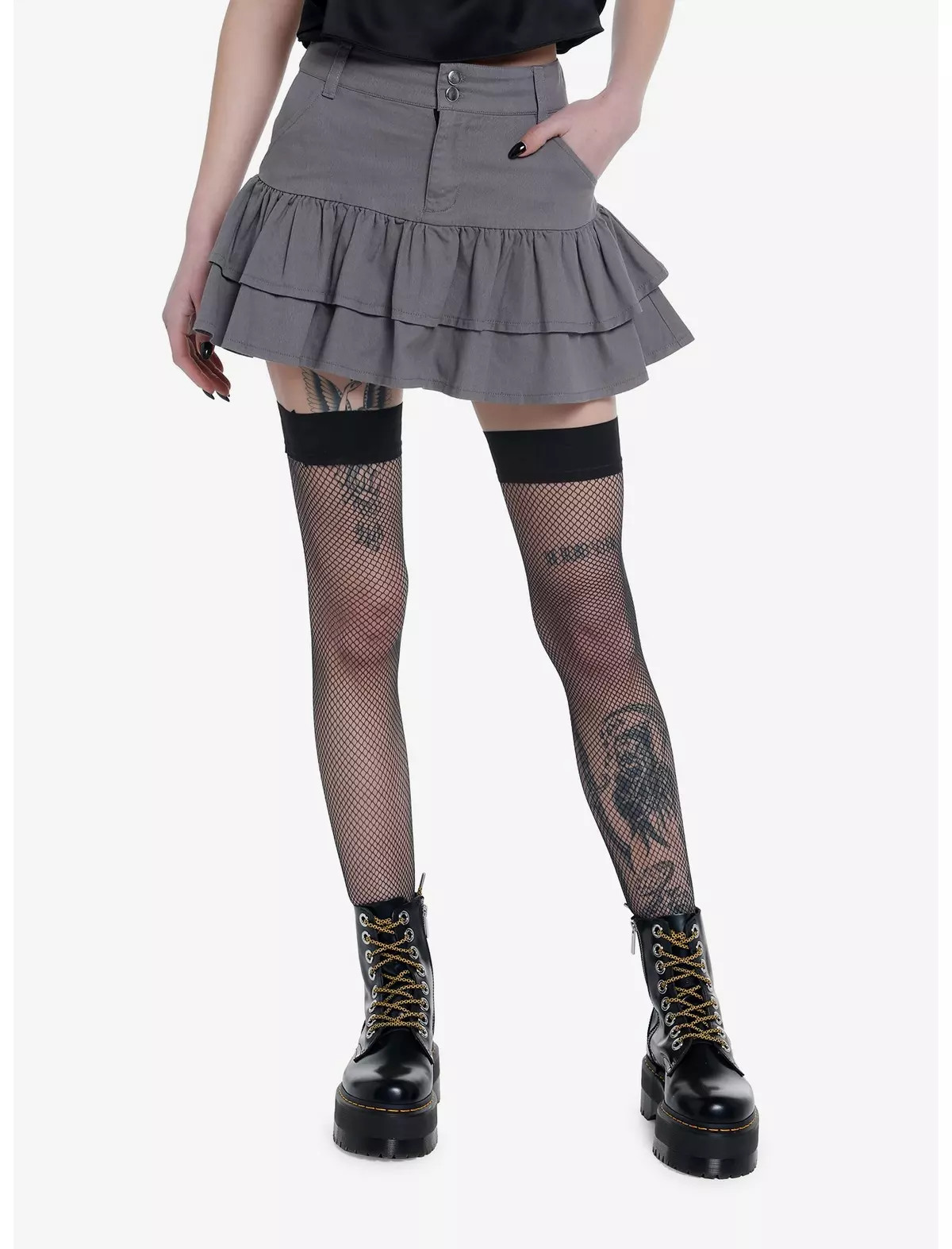 Social Collision Grey Ruffle Skirt | Hot Topic