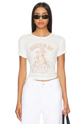 The Laundry Room Rodeo Queen Of Beers Baby Rib Tee in White from Revolve.com | Revolve Clothing (Global)