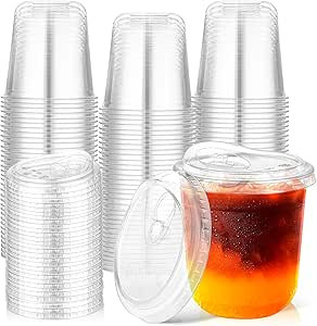 50 Pack 12oz Clear Plastic Cups with Sip Lids, Disposable Iced Coffee Cup with Strawless Lid for ... | Amazon (CA)