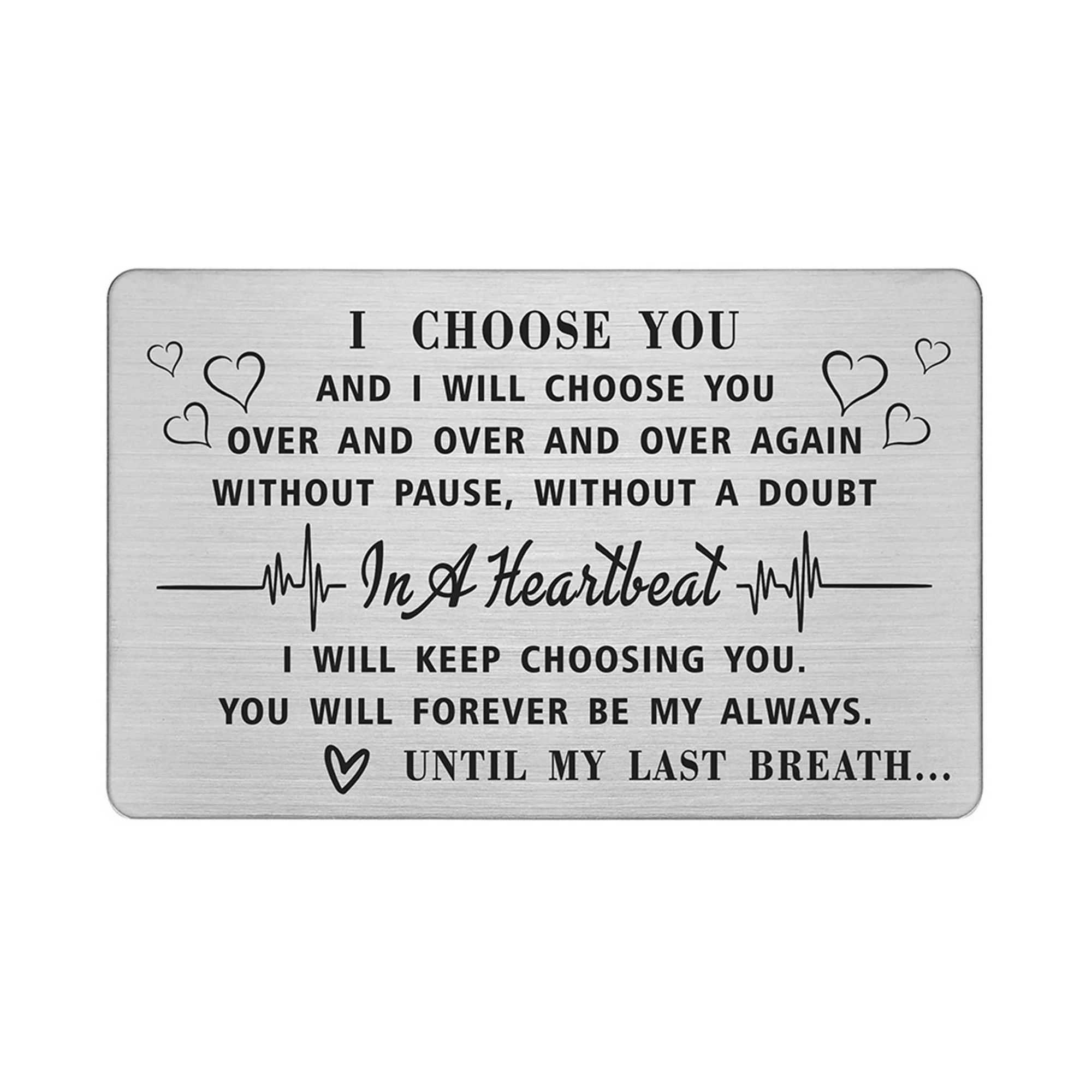 DEGASKEN I Choose You Card for Husband Men, Love Gifts for Him Anniversary Valentine Christmas, M... | Walmart (US)