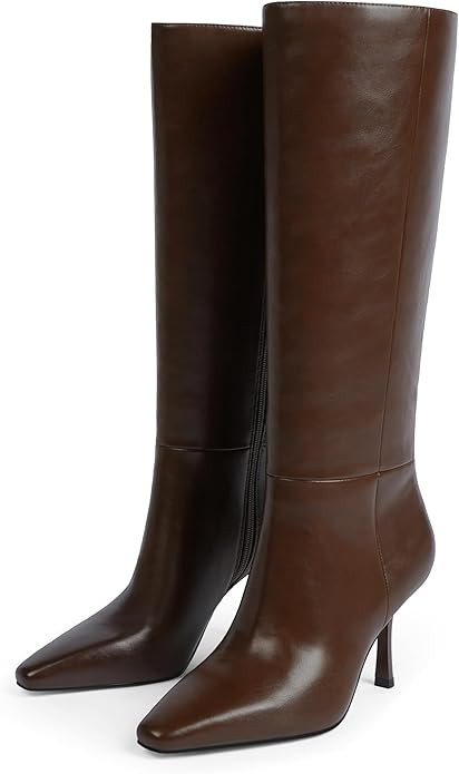 Modatope Knee High Boots Women Square Toe Stiletto Tall Boots Side Zipper Dressy Boot for Women | Amazon (US)