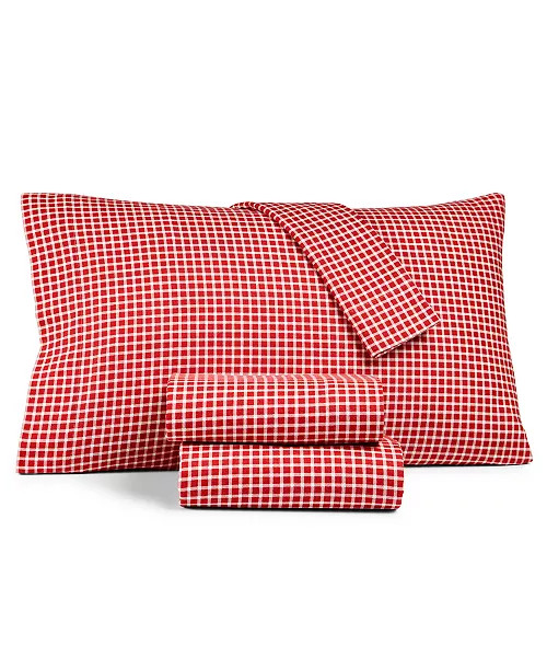 Printed Flannel Cotton 4-Pc. Sheet Set, Full | Macy's