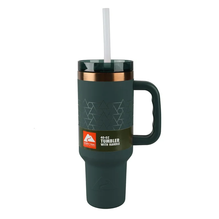 Ozark Trail 40 oz Insulated Stainless Steel Tumbler with Handle, Dark Green | Walmart (US)
