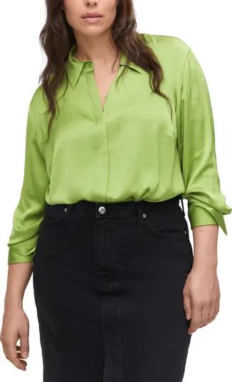 MANGO Flowy Satin Button-Up Shirt | Nordstrom | Nordstrom