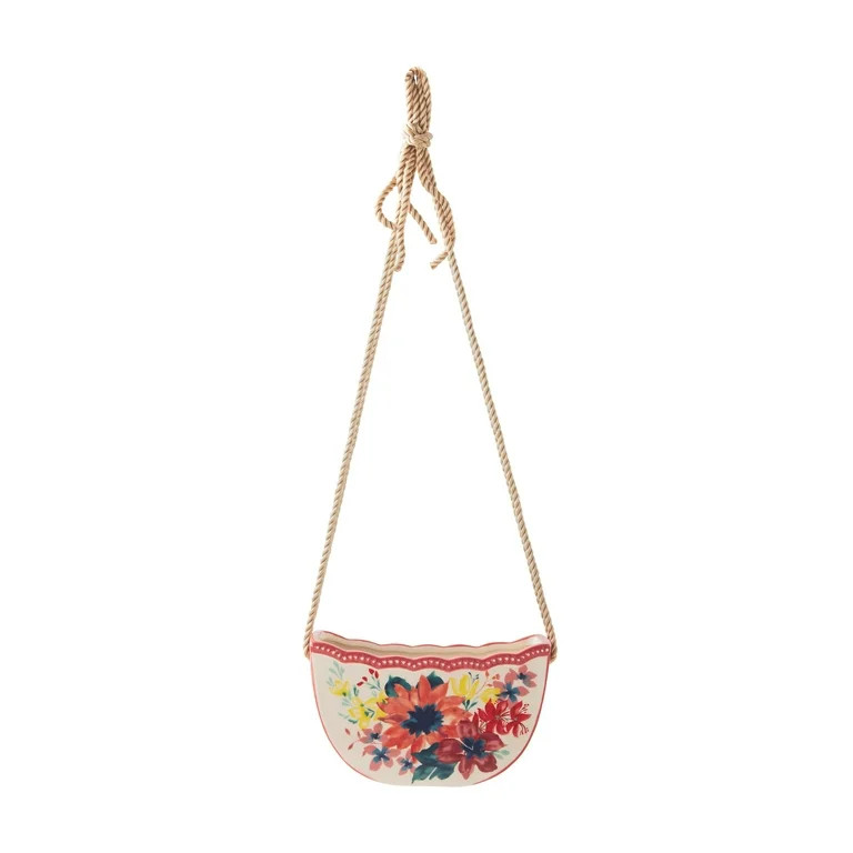 The Pioneer Woman 8" Floral Ceramic Hanging Planter, Red | Walmart (US)