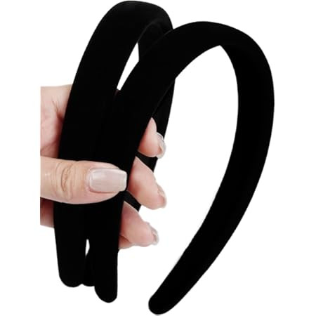 AUDTOPE Black Velvet Padded Headbands for Women, Soft Simple Headband for Girls and Teens, Plain No Teeth Thick Hoops Hair Accessories | Amazon (US)