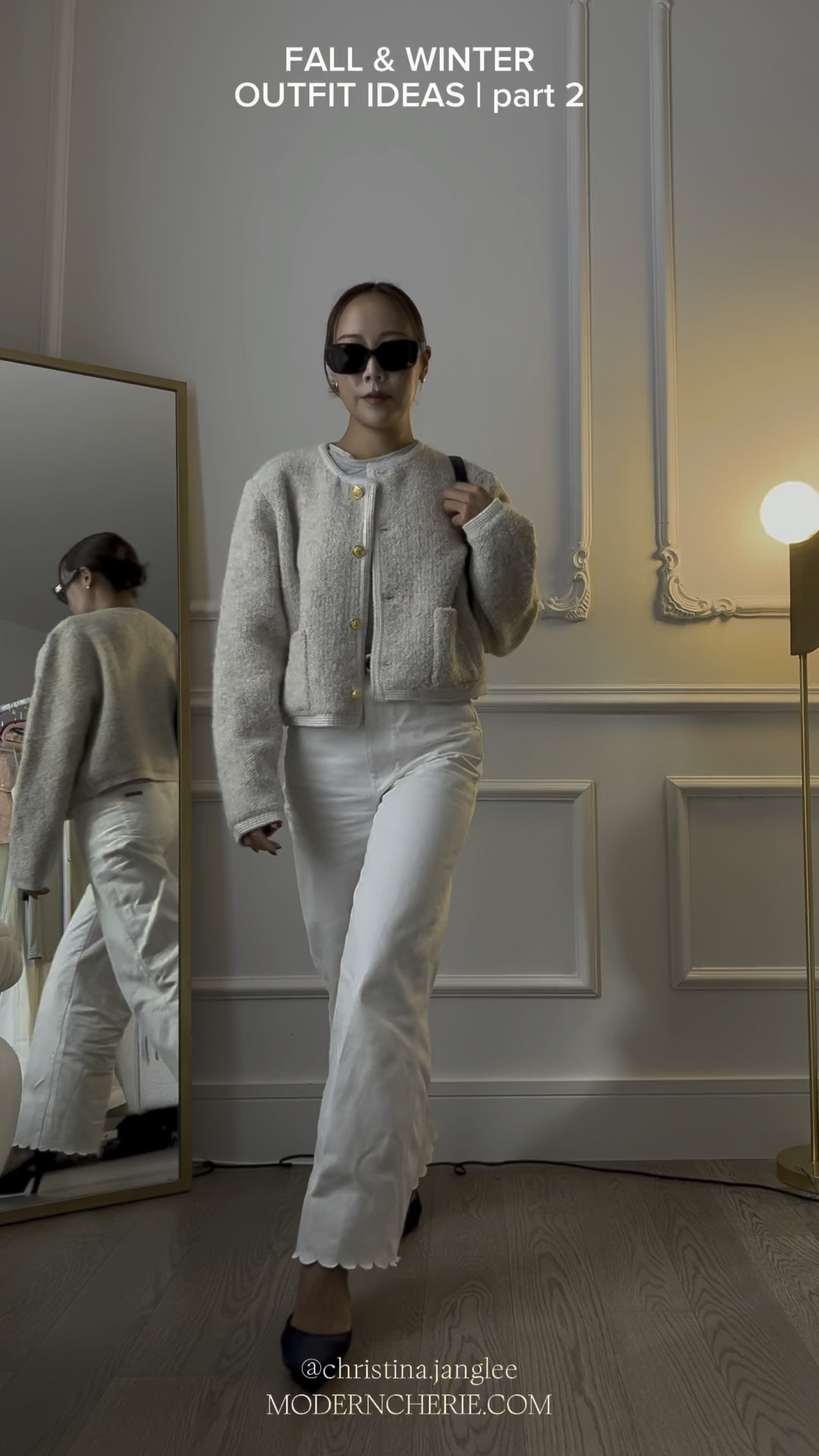 Fall and winter outfit ideas | cozy oatmeal cream textured cardigan with gold button detail (Celine cardigan dupe), white high waist denim jeans, kitten heels, YSL bag  

#LTKstyletip