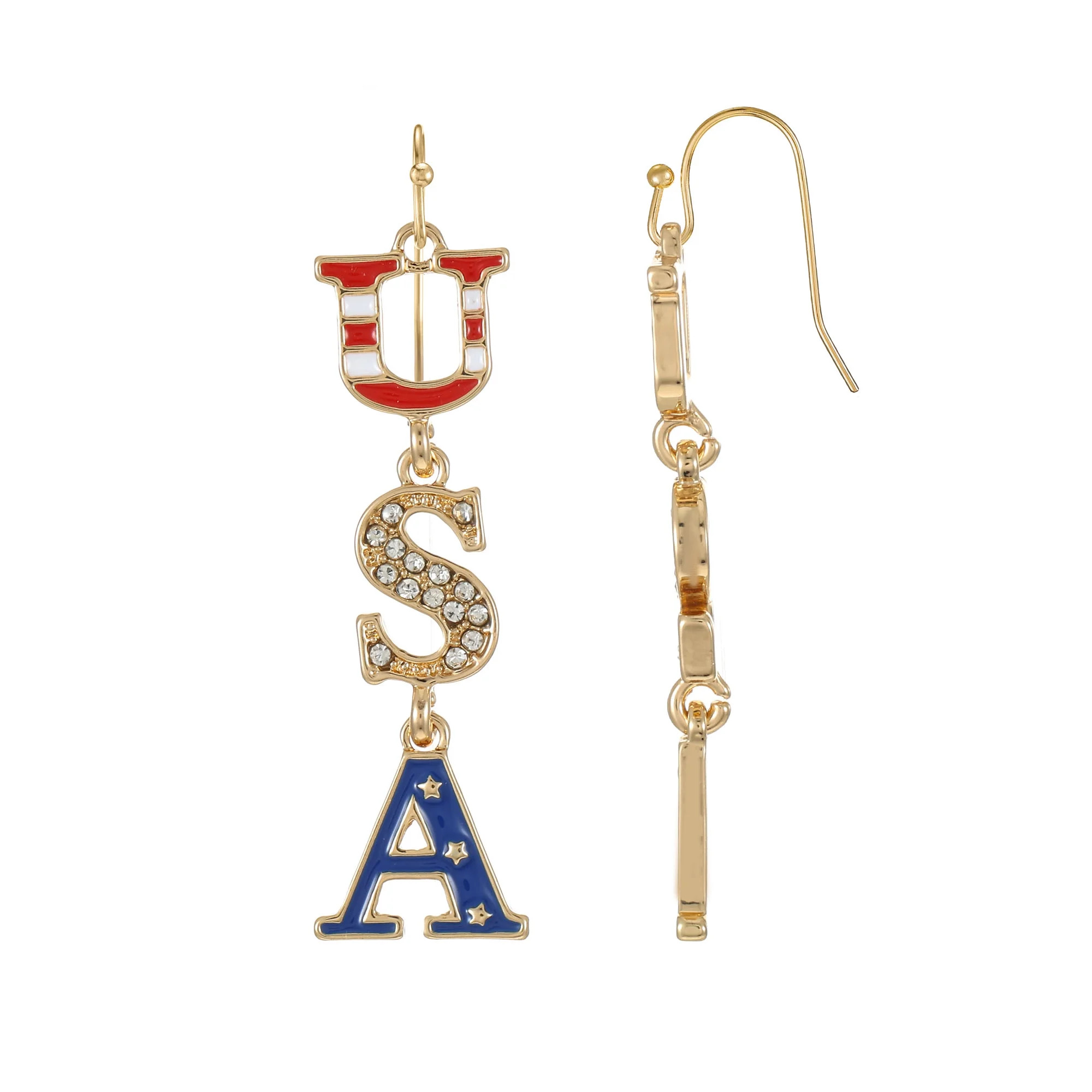 Way to Celebrate Americana USA Letter Drop Earrings - Walmart.com | Walmart (US)
