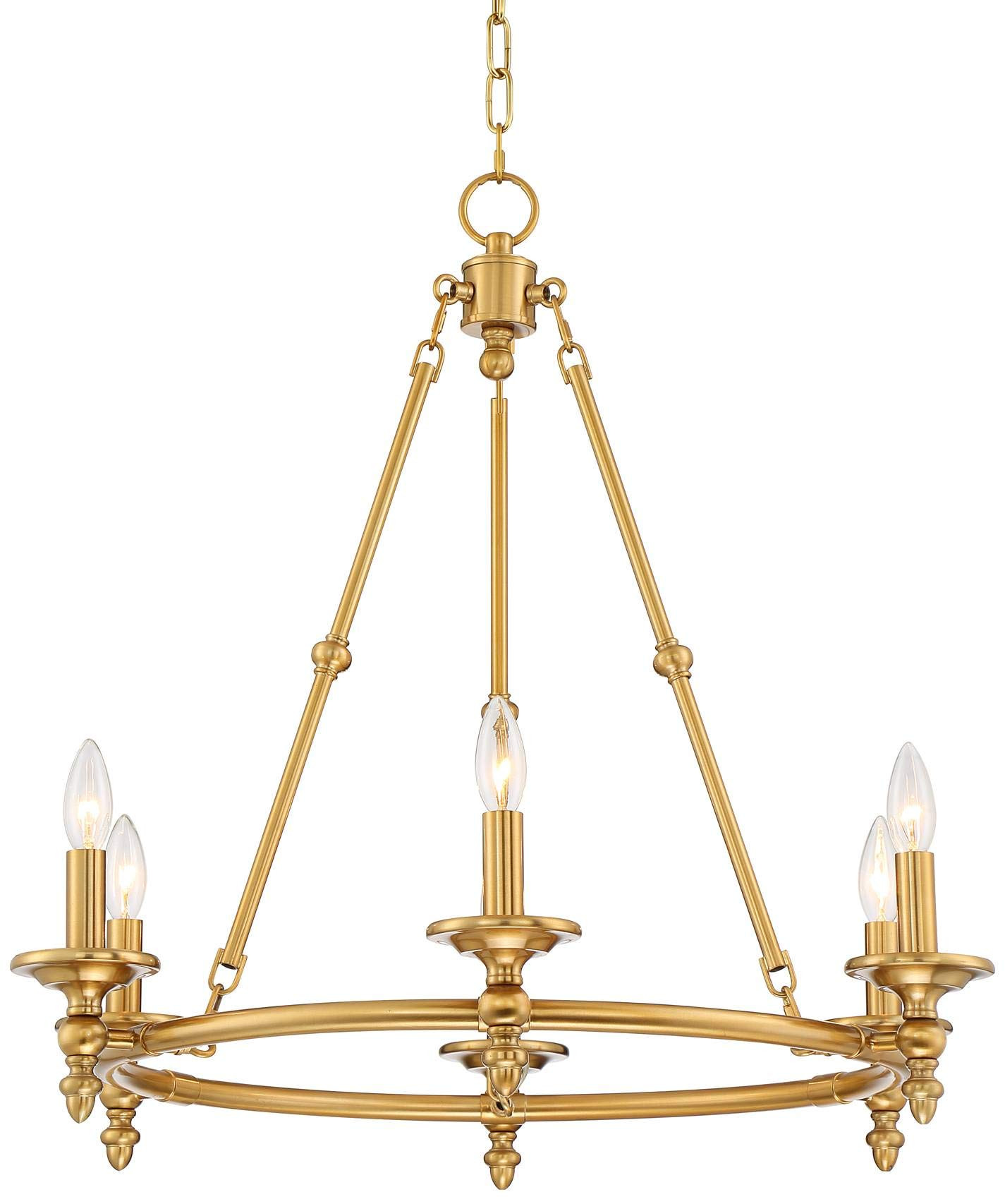 Stiffel Wagon Wheel Gold Chandelier - 6 Light, Antique Brass Modern Farmhouse Chandelier for Bedr... | Amazon (US)