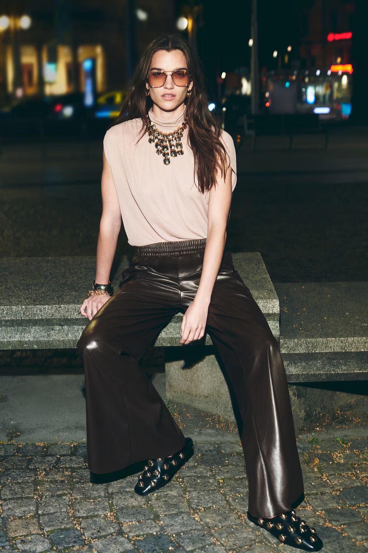 Wide Coated Joggers - Black - Ladies | H&M US | H&M (US + CA)