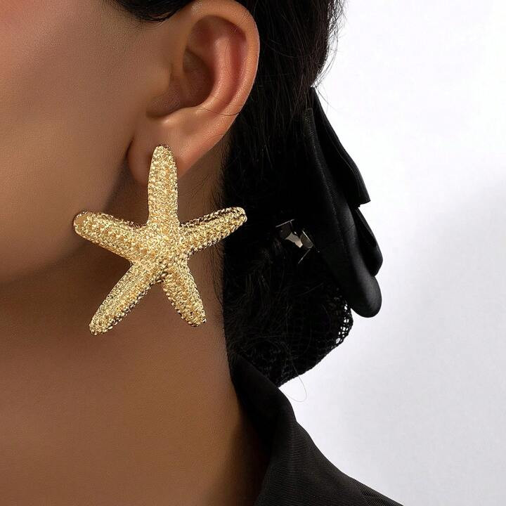 1pair Exaggerated Starfish Earrings For Women, Ocean Beach Style Exquisite Personality Jewelry Gi... | SHEIN