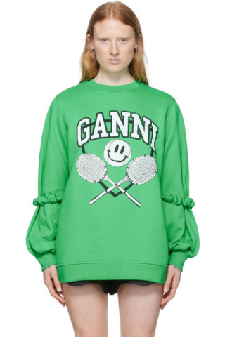 GANNI - SSENSE Exclusive Green Sweatshirt | SSENSE