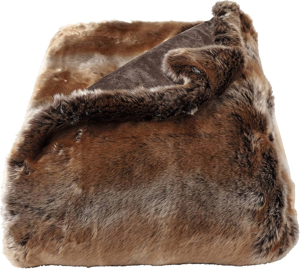 Faux Fur Throw - Luxurious, Hypoallergenic Premium Zobel Faux Marten Sable Fur Blanket with Faux ... | Amazon (US)