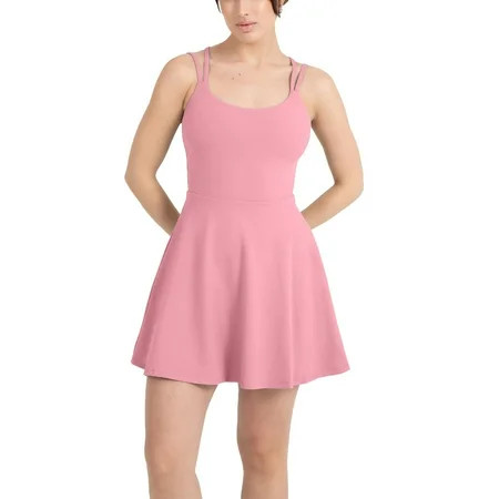 YITTY Active Women's UltraLuxe Strappy Tennis Dress with Built in Short, Athleisure, 4-Way-Stretch, Pink Sorbet, XXL/1X | Walmart (US)