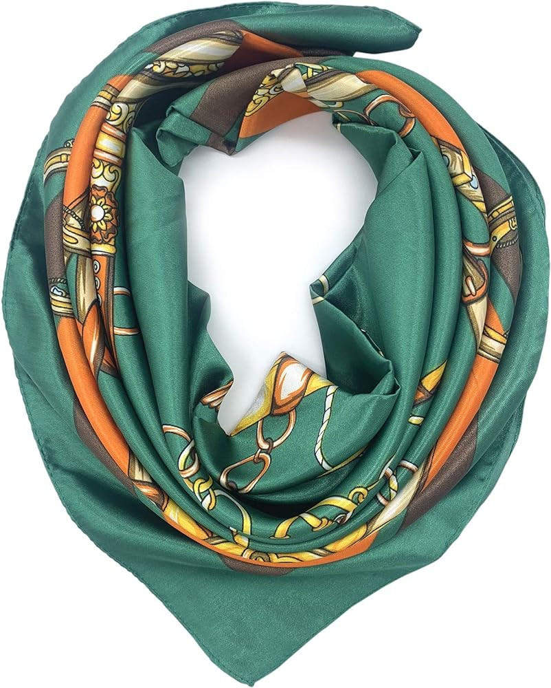 YOUR SMILE Silk Feeling Scarf Women's Fashion Pattern & Solid Color Large Square Satin Headscarf | Amazon (US)