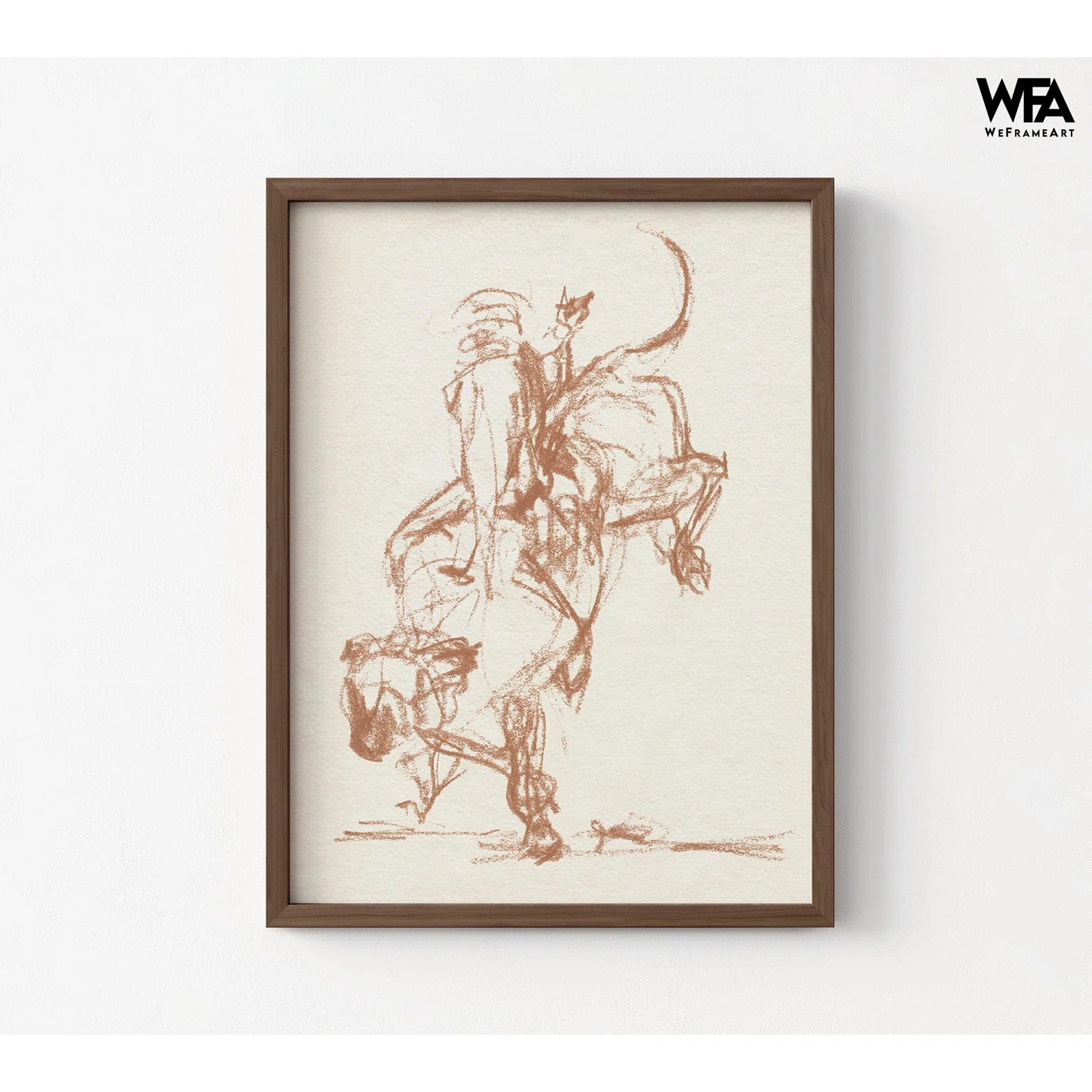 WeFrameArt Rodeo Gestures In Sepia II By Jennifer Paxton Parker, Rodeo Bull Sketch Wall Art, West... | Wayfair North America
