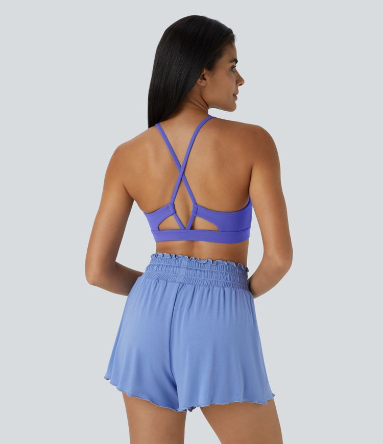 Women’s Softlyzero™ Low Support Spaghetti Strap Backless Crisscross Cut Out Yoga Sports Bra-U... | HALARA