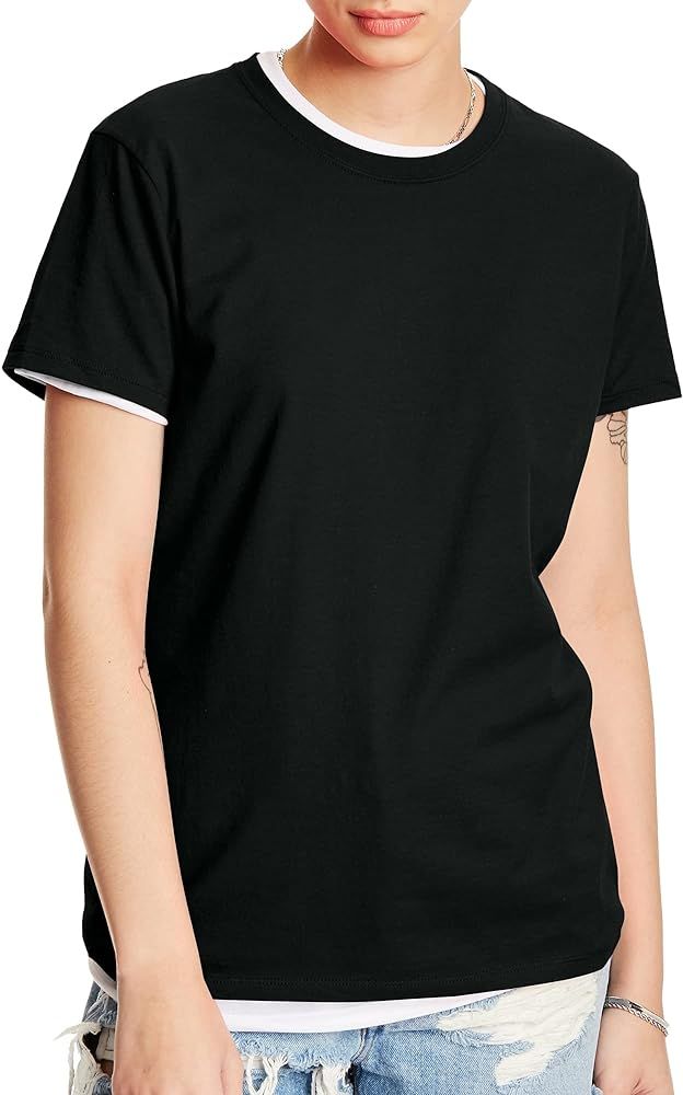 Hanes Women's Perfect-T Short Sleeve Cotton Crewneck T-Shirt | Amazon (US)