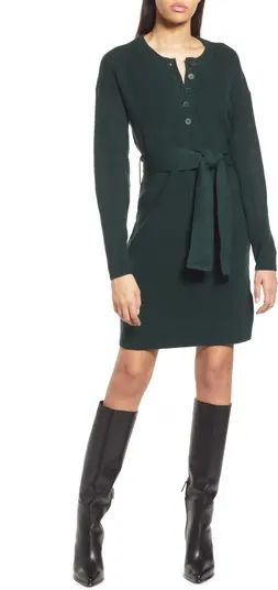 Belted Henley Long Sleeve Sweater Dress | Nordstrom