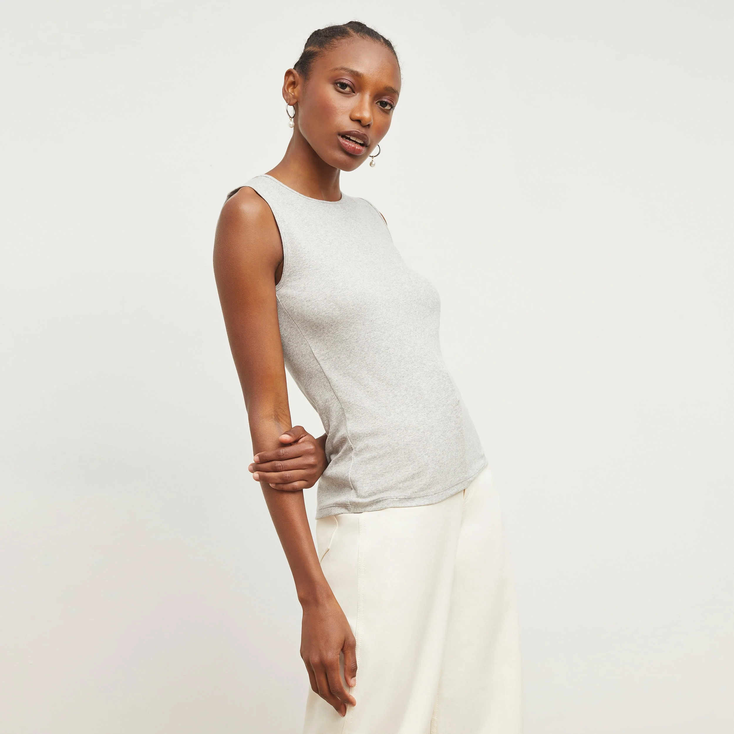 Paige Tank - Ribbed Pima Cotton :: Gray Melange | MM LaFleur