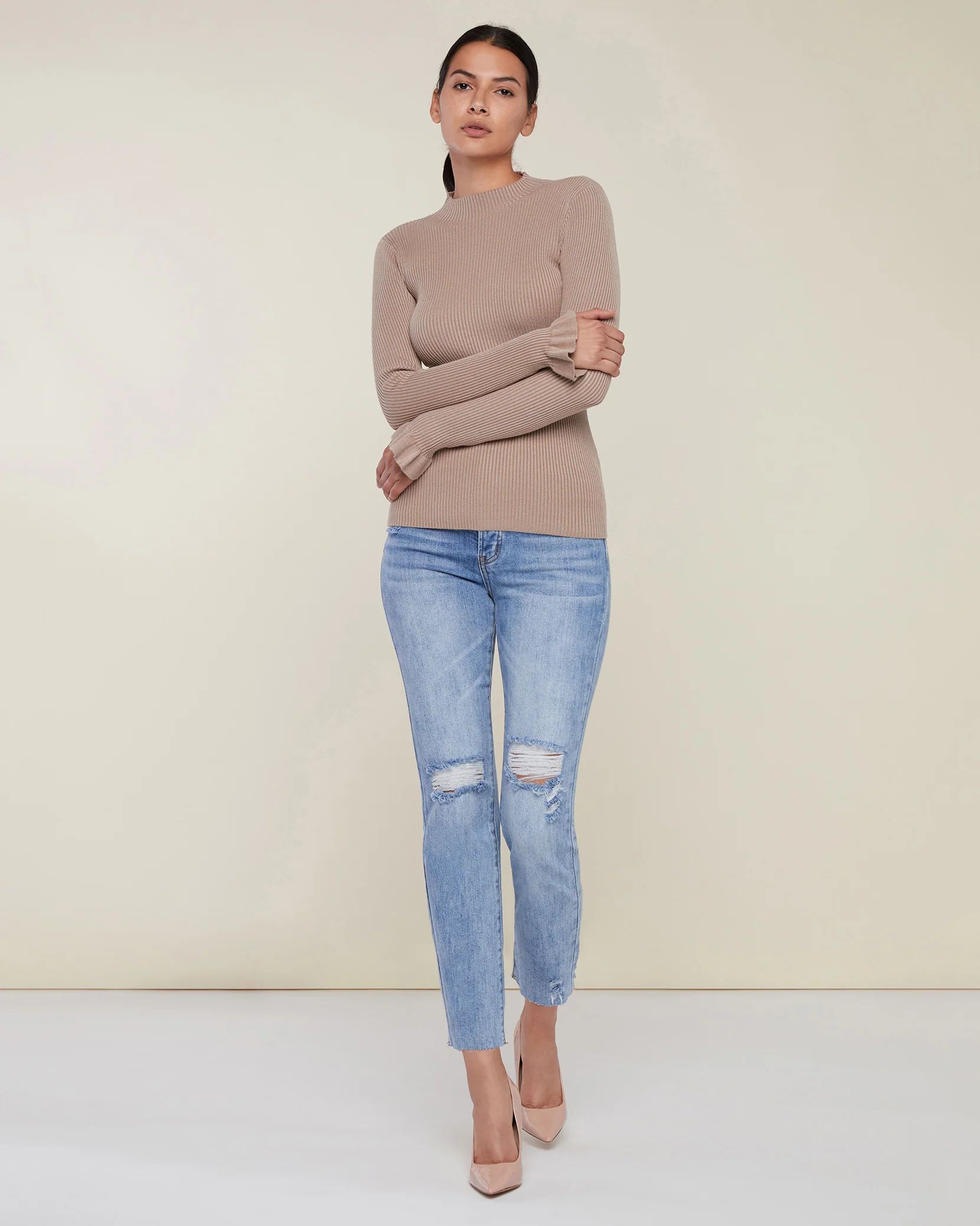Flare Sleeve Mock Neck Sweater | Rachel Parcell