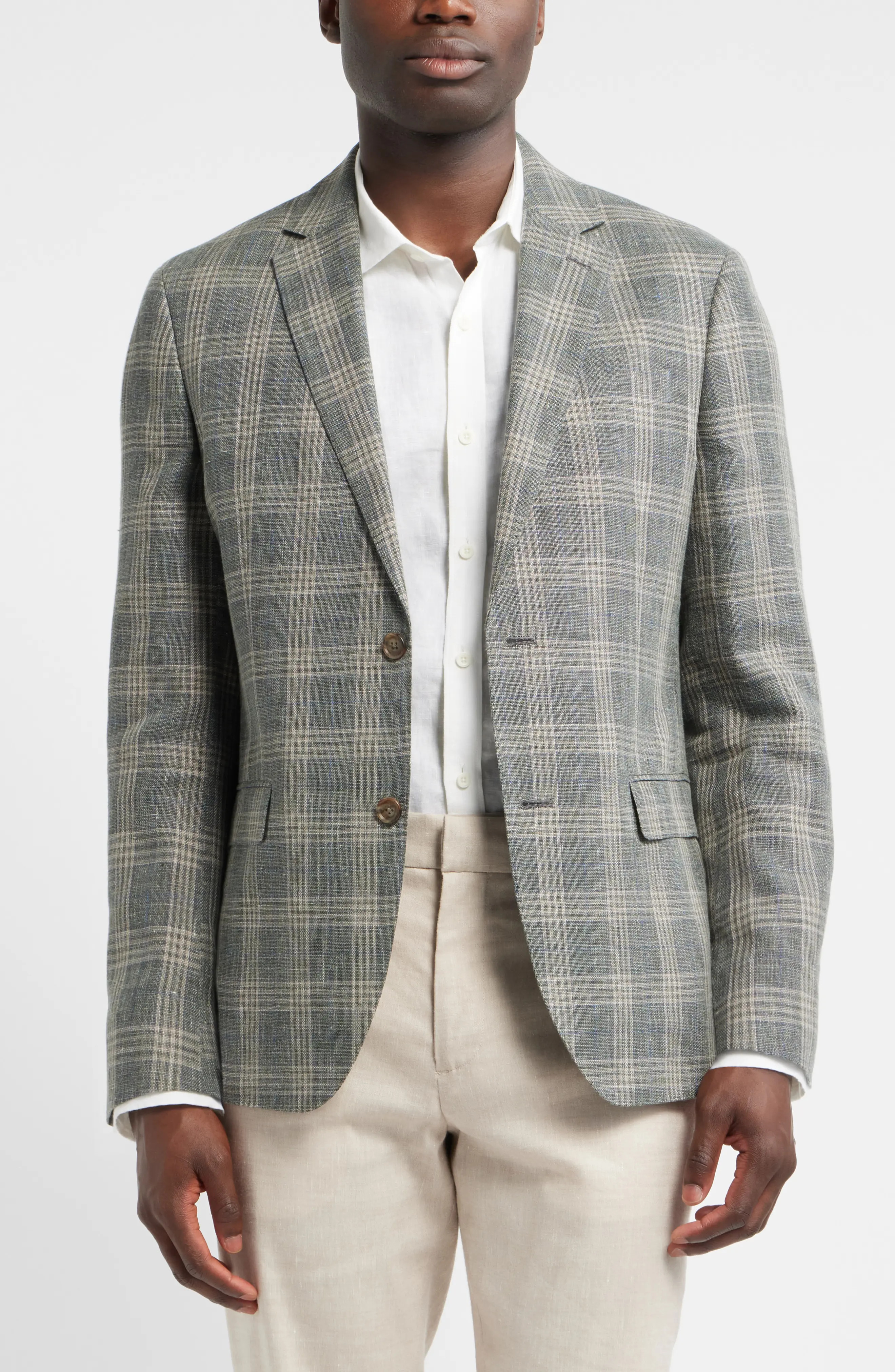 Nordstrom Henrik Trim Fit Plaid Slub Linen & Cotton Blend Sport Coat (Men) | Nordstrom | Nordstrom