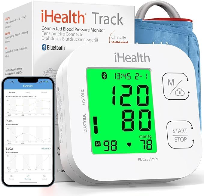 iHealth Track Smart Upper Arm Blood Pressure Monitor with Wide Range Cuff That fits Standard to L... | Amazon (US)