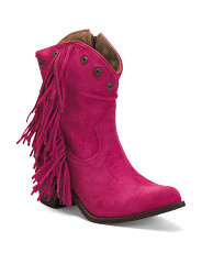 Made In Mexico Suede Stud And Fringe Round Toe Western Ankle Boots | Women's Shoes | Marshalls | Marshalls