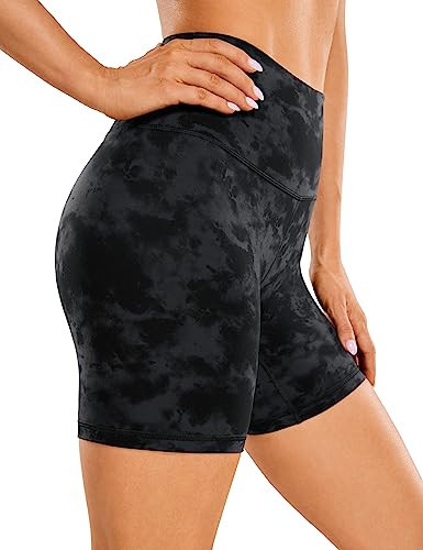 CRZ YOGA Womens ButterLuxe Biker Shorts 6 Inches - High Waisted Workout Running Volleyball Spandex Yoga Tie Dye Smoke Ink XX-Small | Amazon (US)