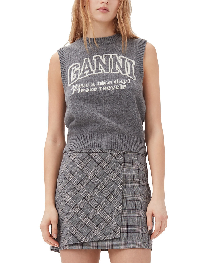 Ganni Grey Graphic Vest | Bloomingdale's (US)