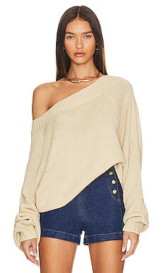 WeWoreWhat Off The Shoulder Sweater in Creme Brulee from Revolve.com | Revolve Clothing (Global)