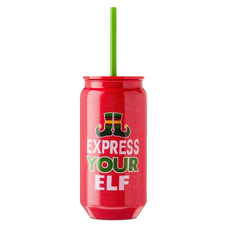 Red Express Your Elf Christmas Tumbler with Straw and Lid, 20 oz, by Holiday Time | Walmart (US)