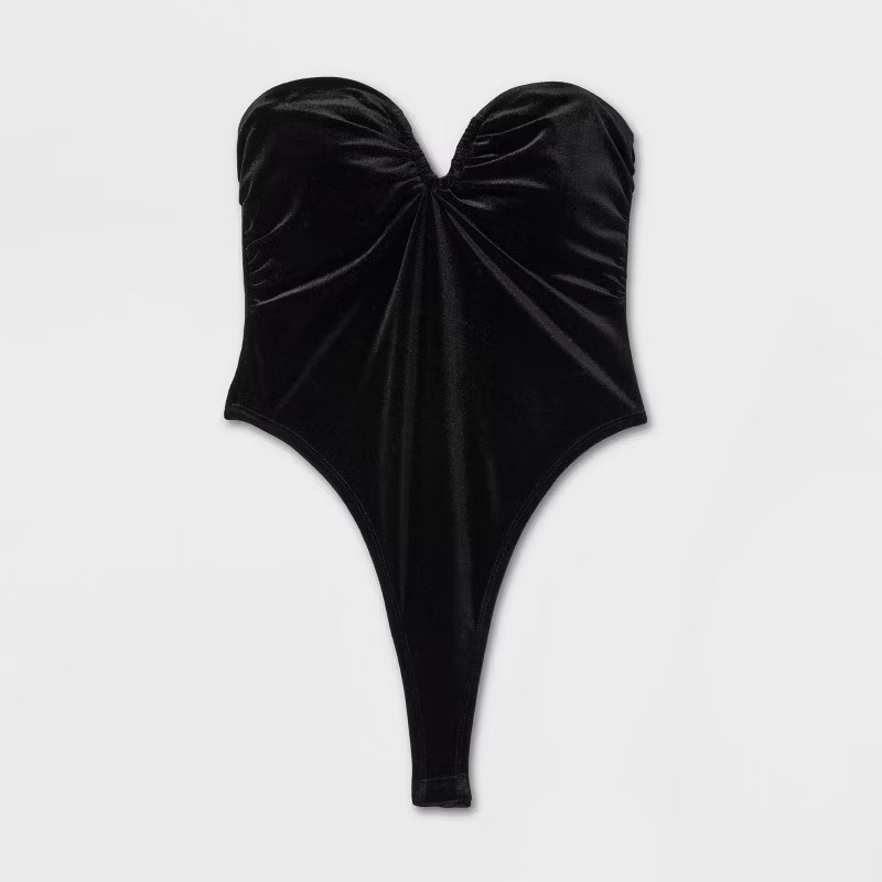 Women's Velour Plunge Neck Bodysuit - Wild Fable™ | Target