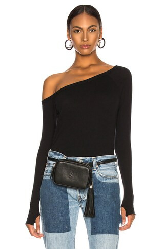 Enza Costa Cashmere Off Shoulder Long Sleeve in Black | FWRD 