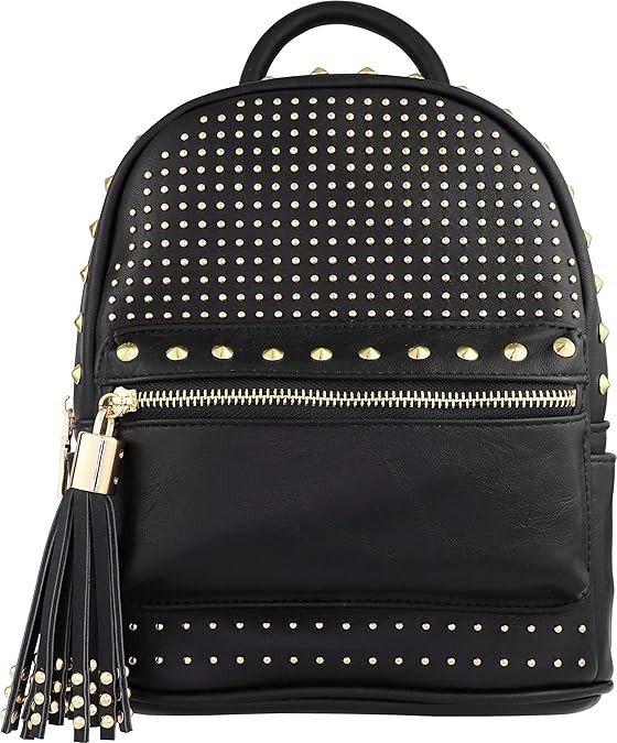 B BRENTANO Vegan Multi-Zipper Top Handle Mini Backpack with Tassel Accents | Amazon (US)